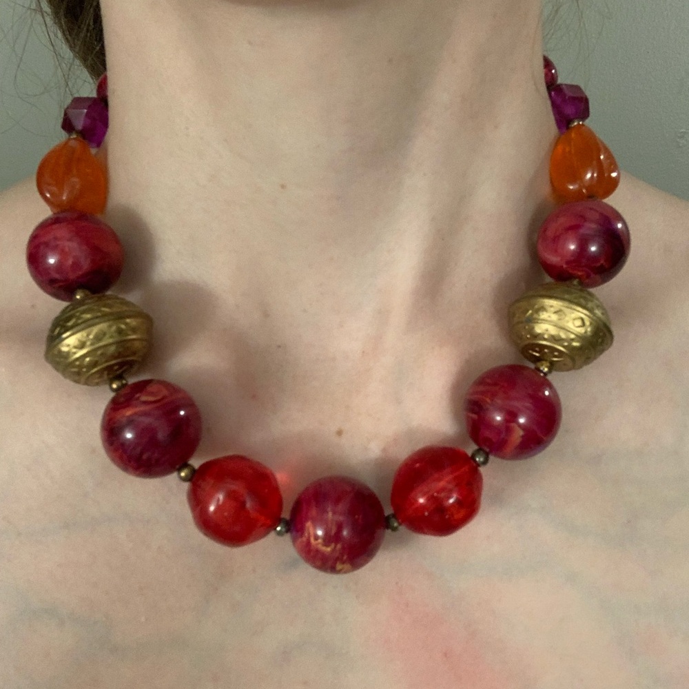 Vintage Colorful Beaded Necklace
